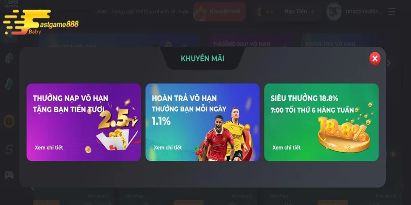 Tổng hợp các khuyến mãi FASTGAME888